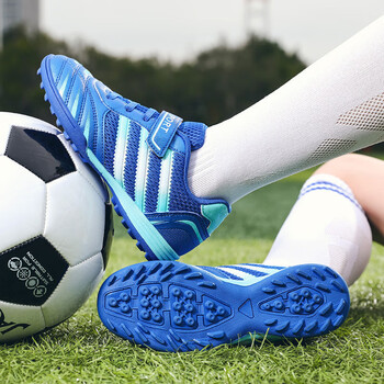 御海川夏季网面儿童足球鞋碎钉男孩女童魔术贴小学生平底校园比赛训练