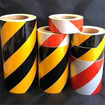 缘欢行5cm20c黑黄红白斜纹反光膜警示胶带反光贴条地贴纸防水标识20cm