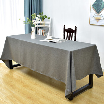 纯色棉麻会议桌桌布布艺长方形高级感防水甜品台办公桌茶桌大台布 深