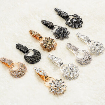 芙拉达 皮草搭扣貂皮鸭嘴扣子带钻女装对扣装饰纽扣大衣领水钻的钮