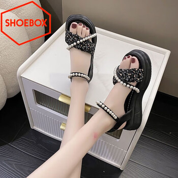 鞋柜达芙妮集团旗下罗马凉鞋女夏2024新款百搭厚底增高配裙子的松糕鞋