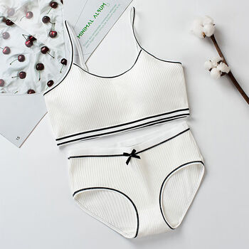 芭帛兔女孩内裤套装初高中育期文胸少女时尚小吊带女童薄款内衣白色