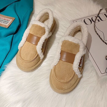 nrdcz保暖鞋女毛毛鞋冬外穿新款网红加绒加厚棉鞋软底懒人超软防滑