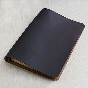 a5牛皮活页本笔记本a4真皮本子b5可拆卸6孔读书纸a520孔深咖疯马皮