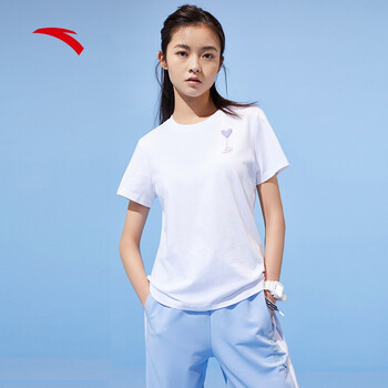 安踏短袖t恤女装2021年夏季新款白色打底衫内搭运动休闲百搭上衣t恤