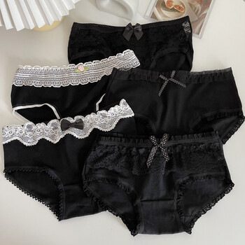 浪莎白色内裤少秋冬可爱黑色女款短裤头底裤衩女士女生黑色五条装组合