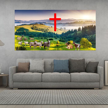 uhfq画像牧羊抱羊海报墙画壁挂画客厅装饰画教堂天主教贴画 图4 60*