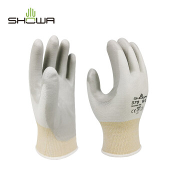 尚和手套(SHOWA) 丁腈涂层手套 涂掌手套 耐磨防滑工地劳保手套370 L码 灰色1双 300471