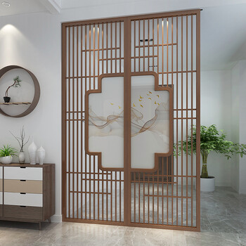 施麦尔新中式客厅屏风隔断入户玄关遮挡定制现代简约酒店茶楼实木栅格