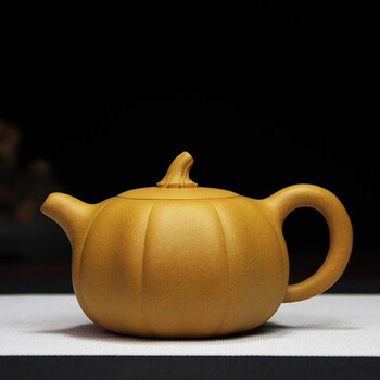 宜兴紫砂壶茶壶茶具家用纯手工名家正宗原矿紫砂小南瓜壶200毫升 黄色