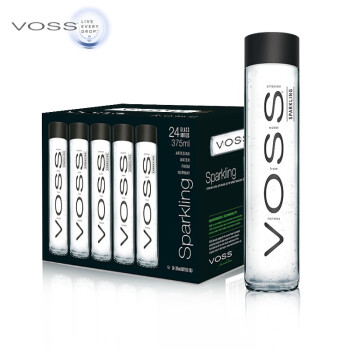 芙丝（VOSS）挪威原装进口 苏打水气泡水(含气) 375ml*24瓶(玻璃瓶) 聚会聚餐