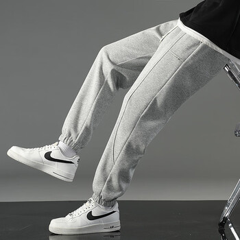 海澜之家春秋季重磅新款休闲卫裤子男青少年初高中宽松百搭束脚情灰色