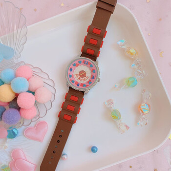 雅帝阁学生手表女小清新少女心粉嫩日韩系可棕色手表电池