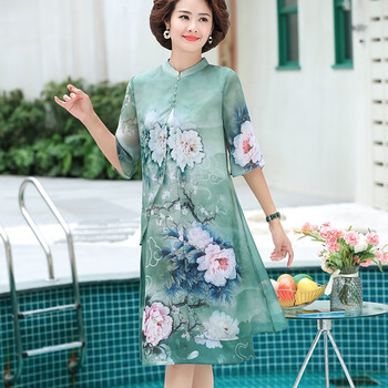 梵侈赫尔轻奢品牌新款中老年妈妈夏季改良旗袍中国风洋气质中年女夏装