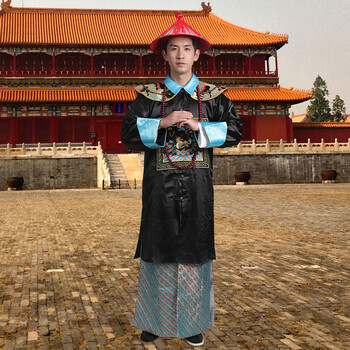 清朝黑色武官服装 帽子 160