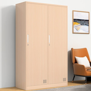 2米员工柜寄存包柜储物柜木纹转印浅枫木色二门更衣柜2米高