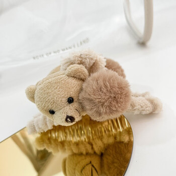 小熊抓夹秋冬少女毛绒发抓鲨鱼夹后脑勺短发发卡中号夹子头饰发夹