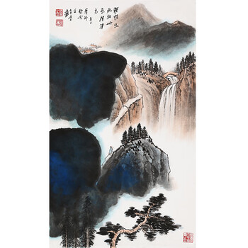 张大千泼墨山水7宣纸纯手绘国画真货名家字画居家装饰文化礼品