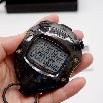 卡西欧hs70w秒表防水跑步表训练健身100道田径80w裁判计时器秒表80tw