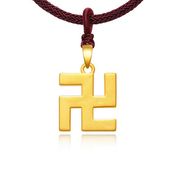 守护转运珠饰品项链女款3d硬金挂坠 足金万字符_大号_约2