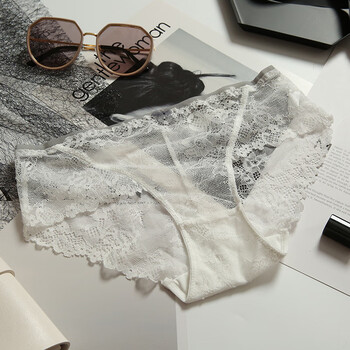 黛安芬单条装透明蕾丝性感内裤女夏季柔软舒适透气低腰三角裤 白色