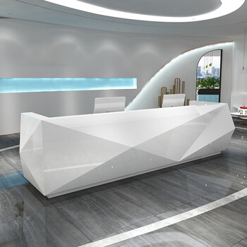 栗棠烤漆公司前台接待台迎宾台简约现代办公家具小型前台桌接待前台