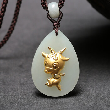 金镶玉圣财飞羊和田玉生肖羊吊坠玉羊吉祥物羊型羊形饰品饰物
