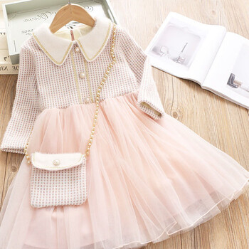 小女孩冬天穿的连衣裙衣服女童冬装连衣裙新款儿童裙子娃娃领公主裙