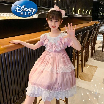 disney迪士尼女童洛麗塔公主裙2022新款兒童裝夏裝洋氣連衣裙女孩夏季