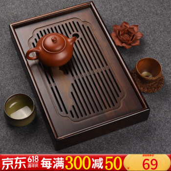 从简竹制长方形茶盘简约储水式茶托盘沥水茶台大小号茶具套装小型干泡