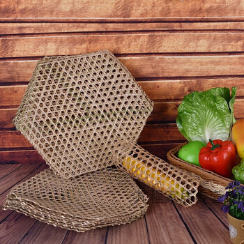 板蒸竹家用垫竹篱笆网酒店厨房竹编网格子竹网垫竹达六角竹垫不粘锅