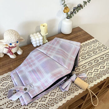 科悦诺祥长柄伞jk格子小清新雨伞女高颜值小众晴雨两用直杆抗风防晒