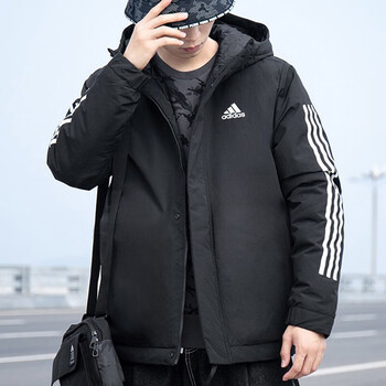 阿迪达斯（adidas）棉服男冬季新款运动休闲棉外套三条纹连帽防风保暖棉夹克 IP2537/店长推荐 S 175/92A