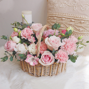 花篮速递龙岗龙华宝安福田同城生日上门配送花店11朵粉康粉玫瑰混搭