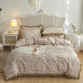 欧莉斯碎花纯棉床上四件套100全棉公主风田园床品被套床单床笠 凯伦