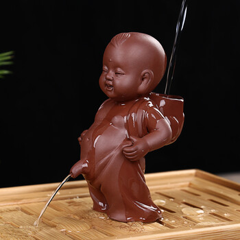 麟酷小孩尿尿茶具男神喷水尿童小和尚紫砂小孩童子撒尿娃娃茶宠摆件