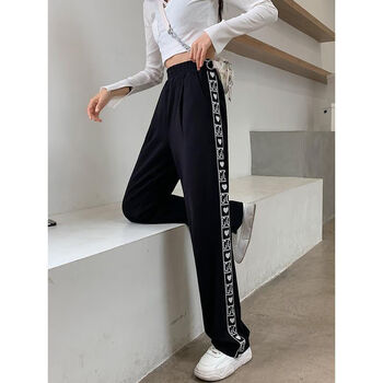 购时代夏季学生百搭宽松阔腿裤子ins潮新小个子流行垂坠感运动裤女轻