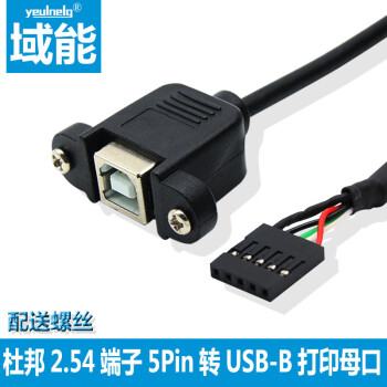 可固定主板9孔转双USB母头带耳朵螺丝扩展挡板2.54MM端子4pi 2.54杜邦5Pin转USB-B方口母头打 0.25M