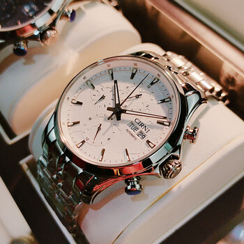 碧允全自动机械表男士手表精钢带防水十大腕表黑武士牌男表白面钢带ci