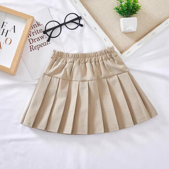 淘菲象女童卡其半身裙春秋中大儿童女孩米色藏青校服短裙子小学生