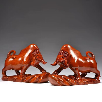 黑檀木牛摆件家居装饰品实木质牛气冲天摆件工艺礼品