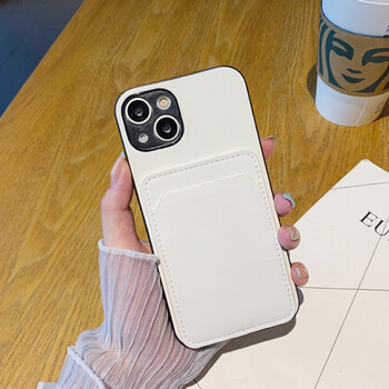 适用苹果13promax手机壳新款iphone14插卡13皮质12卡套11全包p -白色