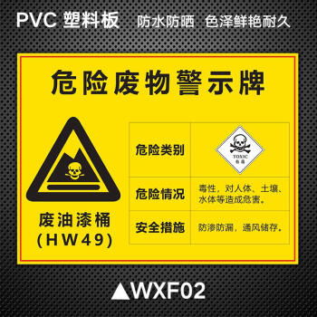 废物警示牌废机油危废间标识牌全套国标环保仓库贮存管理标志 废油漆