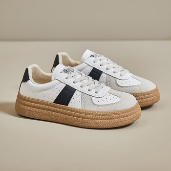 fengpilang卡迪高女鞋官方风格小白鞋女2023秋季新款透气学生厚底增高