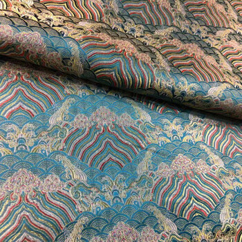 织锦缎提花布料 复古中式旗袍布料150宽织锦缎布料 江崖·海水纹提花
