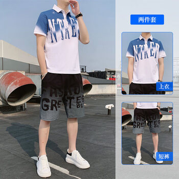 服饰内衣>男装>polo衫>零度e族>零度e族新款夏季男士宽松运动休闲套装