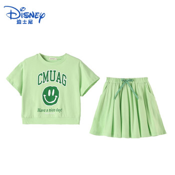 迪士尼童装女童套装t恤裙子两件套2024夏装韩版女孩衣服中大童运动