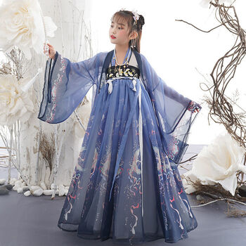 雾绡汉服女童春秋季中国风儿童古装长袖仙2022新款4-13岁小学生襦裙