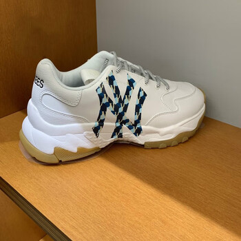 运动鞋迷彩大标老爹鞋厚底鞋增高鞋男女休闲鞋 白色ny蓝标  36