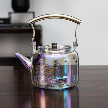 汉唐电陶炉烧水壶家用蒸茶煮茶器高硼硅烧水壶冬季功夫茶道提梁壶芦苇
